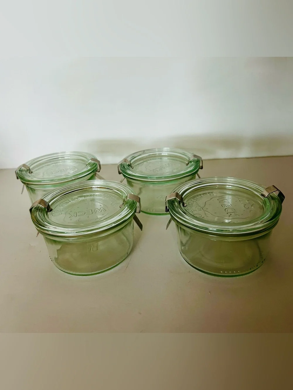 Weck Clear Mold Jars Lot Set of 4 with Lids style 976